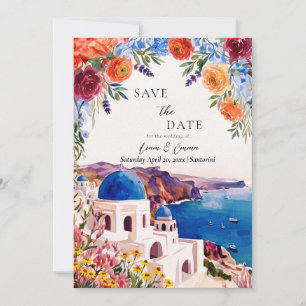 Save The Date Santorini Greece Destination Greek Invitation