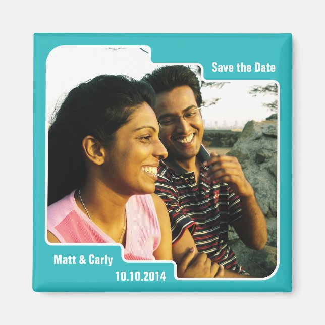 Save the Date Scallop Blue Magnet (Front)