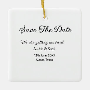 Save the date scan QR wedding website modern text Ceramic Ornament