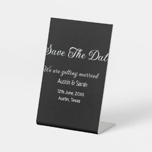 Save the date scan QR wedding website modern text Pedestal Sign