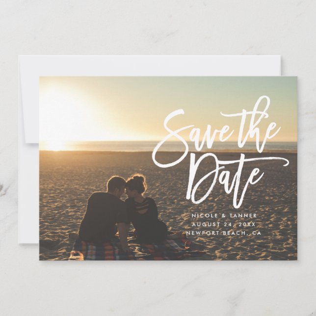 Save the Date script, horizontal, landscape (Front)