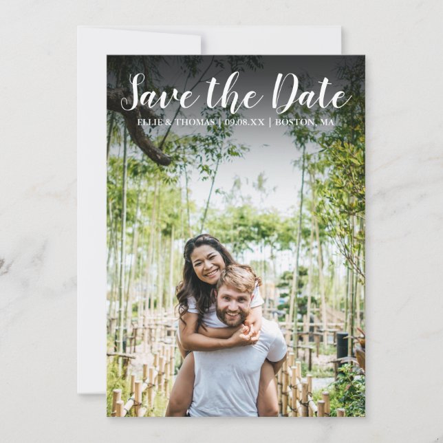 Save the Date Script Simple Modern Photo (Front)