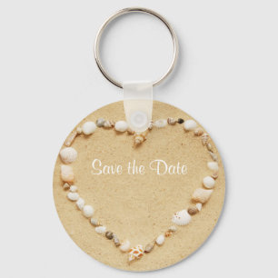 Save the Date Seashell Heart Keychain