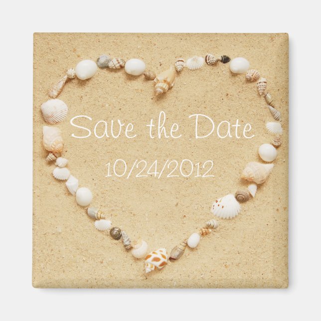 Save the Date Seashell Heart Magnet (Front)