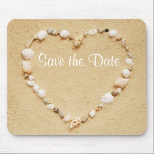 Save the Date Seashell Heart Mousepad