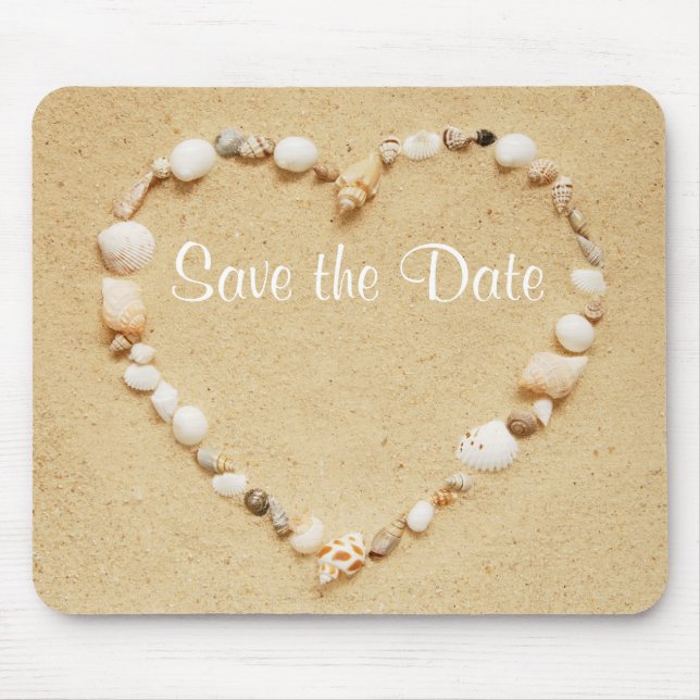 Save the Date Seashell Heart Mousepad (Front)