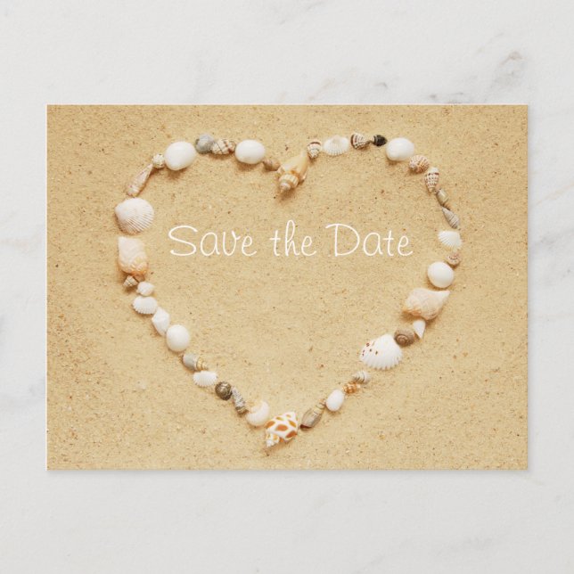Save the Date Seashell Heart Postcard (Front)
