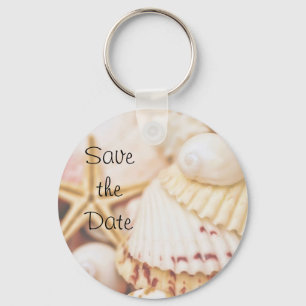 Save the Date Seashell Keychain