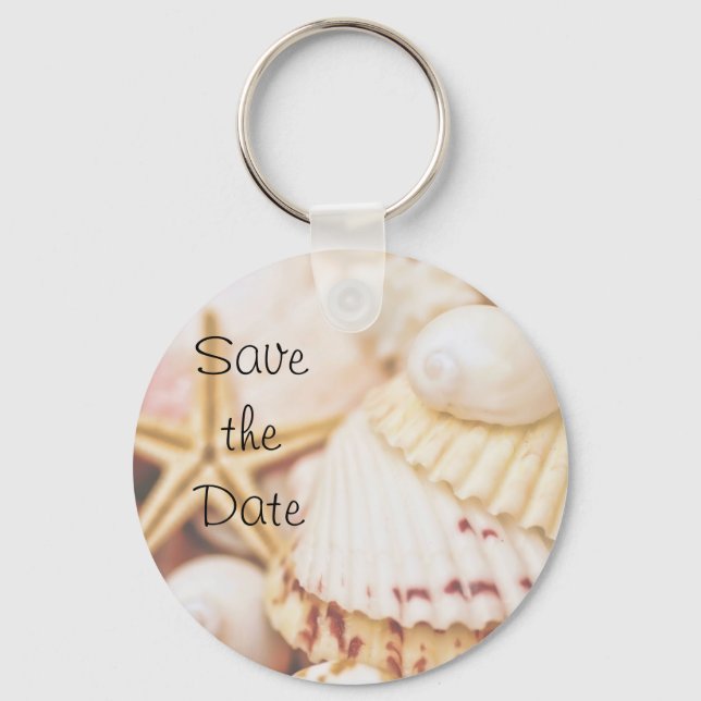 Save the Date Seashell Keychain (Front)