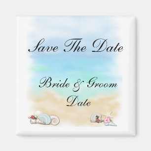 Save the Date Seashells Beach Wedding Magnets