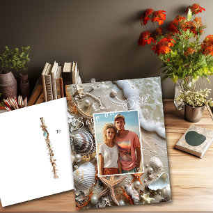 Save the Date Seashells Pearls Starfish Beach Postcard