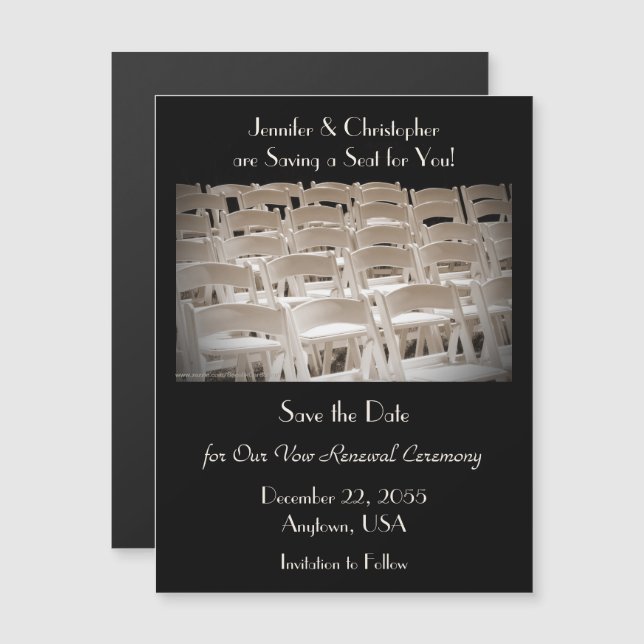 Save the Date Sepia Vow Renewal Chairs Magnet (Front/Back)