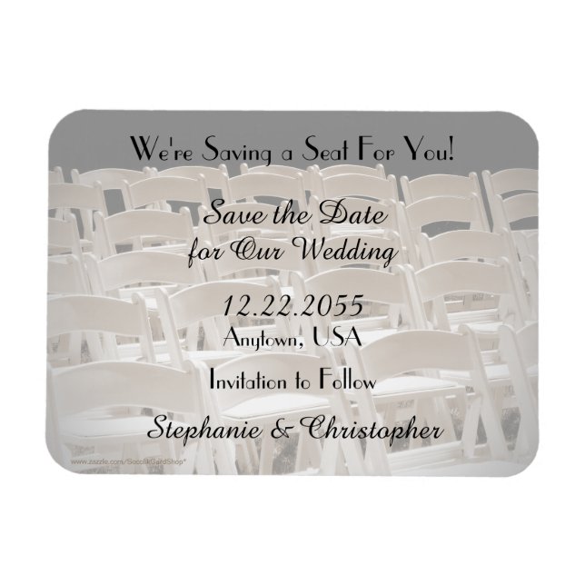 Save the Date Sepia Wedding Chairs Magnet (Horizontal)