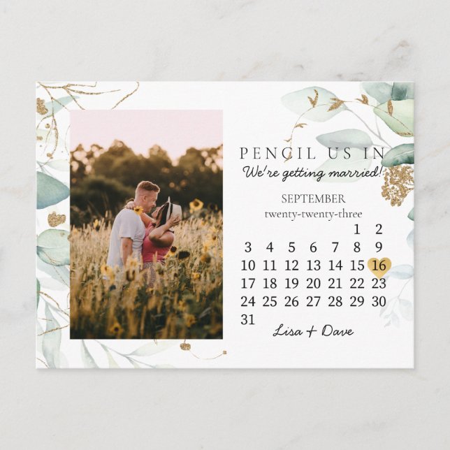 Save the Date September 2023 Botanical Elegant Postcard (Front)