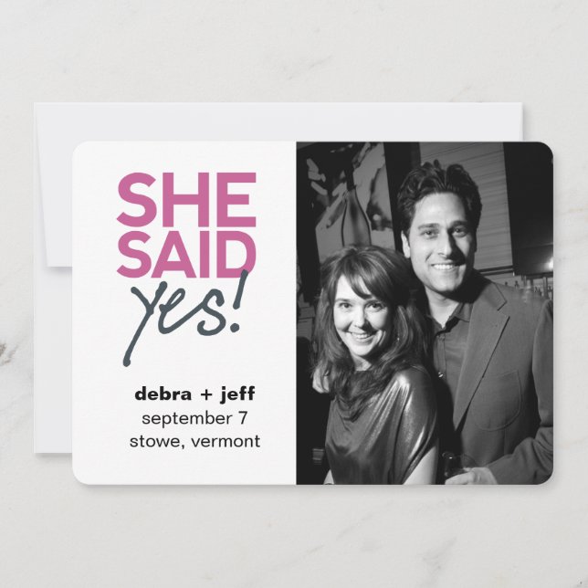 Save the Date She Said Yes! Invitation (Front)