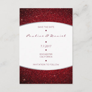 Save The Date Silver Burgundy White Grey Glitter