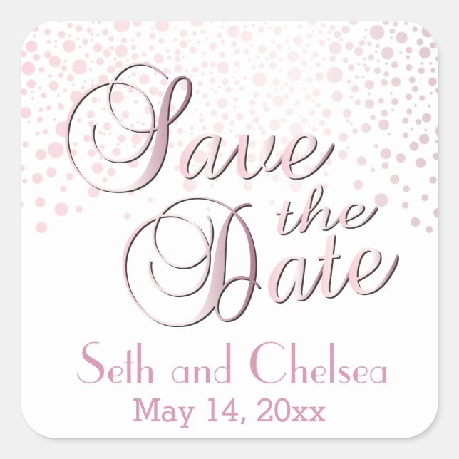 Save the Date Silver Dots | Personalise Square Sticker (Front)