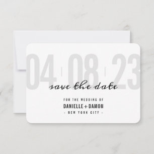 SAVE THE DATE simple block modern pale gray black RSVP Card