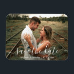 save the date simple handwriting couple photo magnet<br><div class="desc">elegant save the date simple handwriting couple photo wedding Magnet</div>