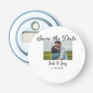 save the date simple minimal add photo date name bottle opener