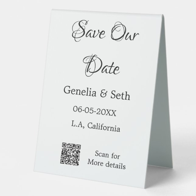 Save the date simple minimal QR scan code details  (Front)
