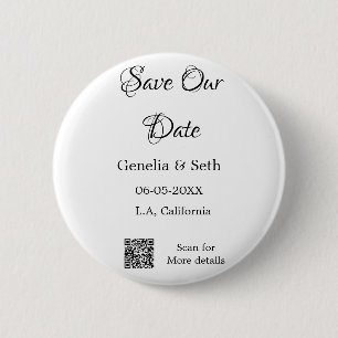 Save the date simple minimal QR scan code details 6 Cm Round Badge