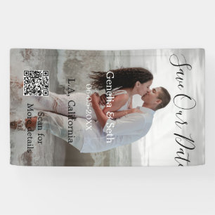 Save the date simple minimal QR scan code details  Banner