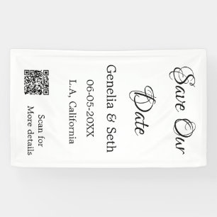 Save the date simple minimal QR scan code details  Banner