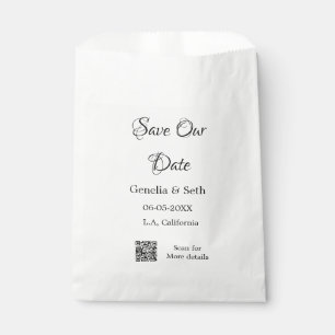 Save the date simple minimal QR scan code details Favour Bag