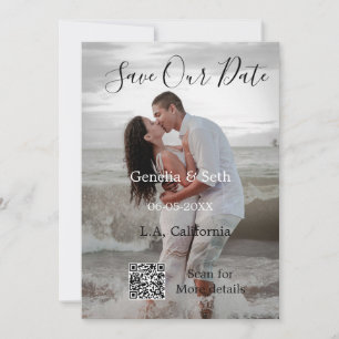 Save the date simple minimal QR scan code details Invitation