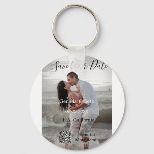 Save the date simple minimal QR scan code details Key Ring