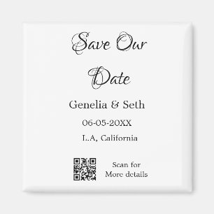 Save the date simple minimal QR scan code details  Magnet