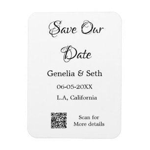 Save the date simple minimal QR scan code details Magnet