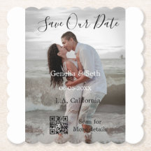 Save the date simple minimal QR scan code details 
