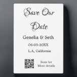 Save the date simple minimal QR scan code details Plaque<br><div class="desc">Design</div>