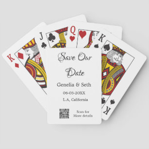 Save the date simple minimal QR scan code details Playing Cards