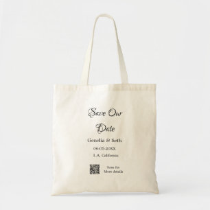 Save the date simple minimal QR scan code details Tote Bag