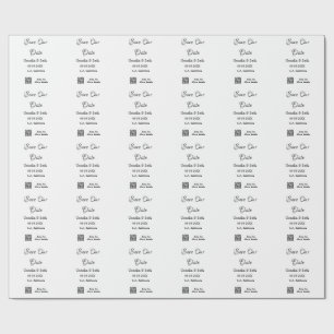 Save the date simple minimal QR scan code details Wrapping Paper
