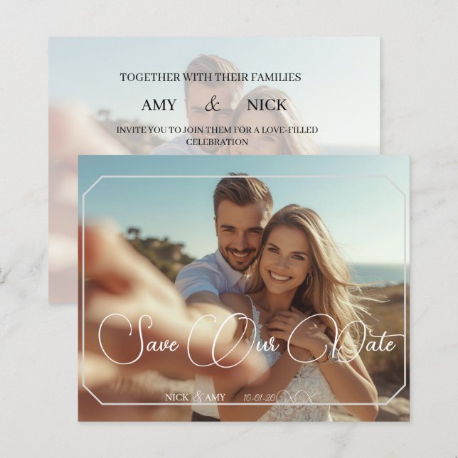 Save The Date  Simple Modern elegant Wedding Card (Front/Back)