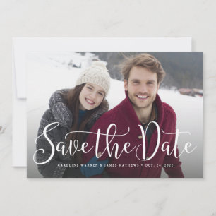 Save the date simple script horizontal photo card