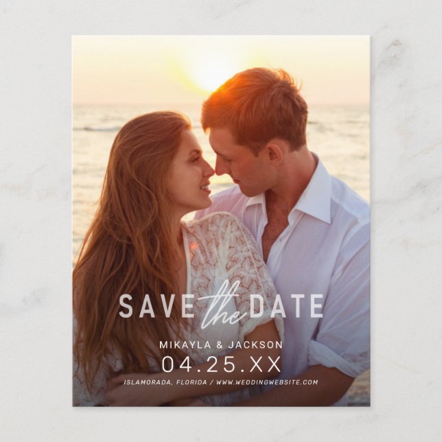 Save the Date Simple Statement Budget Wedding (Front)