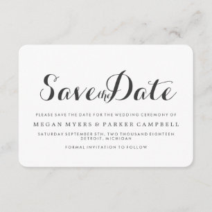Save the Date Simplistic Mod White Dark Grey