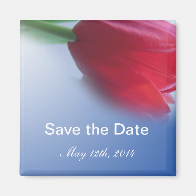 Save the Date,Single red tulip flower Magnet (Front)