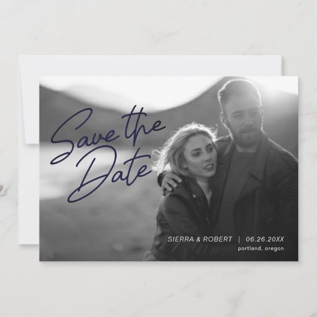 Save the Date Smooth Script Wedding Announcement (Front)