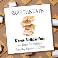 Save the Date S'mores Fun 6th Birthday 