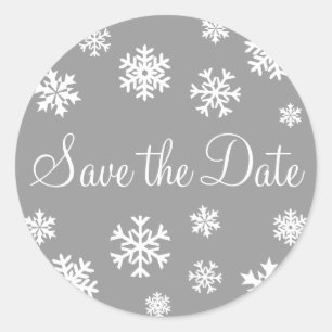 Save the Date Snowflakes Envelope Sticker Seal