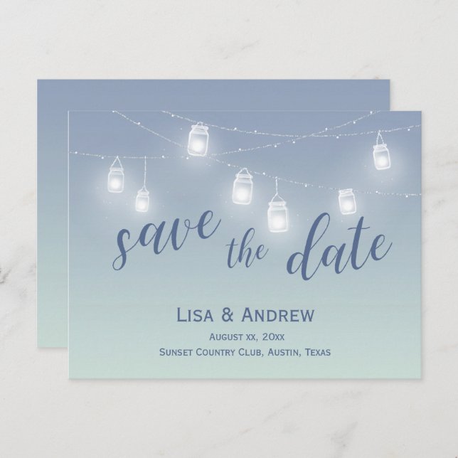 Save The Date Soft Blue Casual Announcement Postcard (Front/Back)