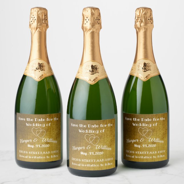 Save the date sparkling wine label (Bottles)