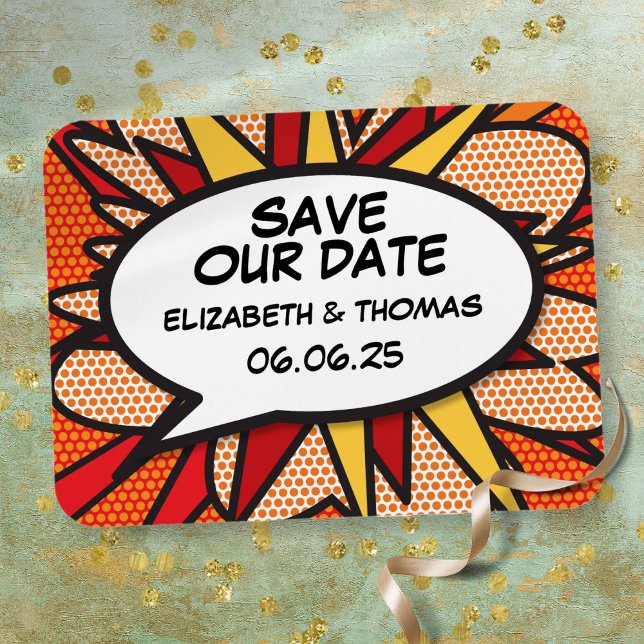 Save the Date Speech Bubble Fun Retro Comic Book Magnet (Creator Uploaded)