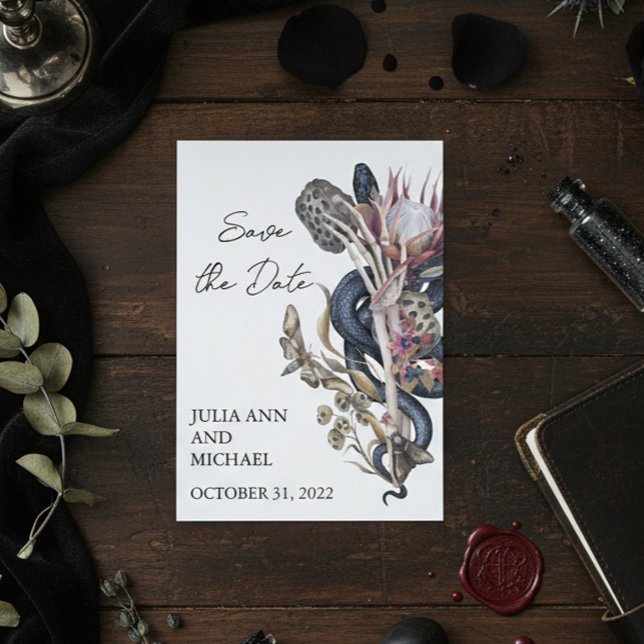 Save the Date Spooky Halloween Floral  Card (Creator Uploaded)